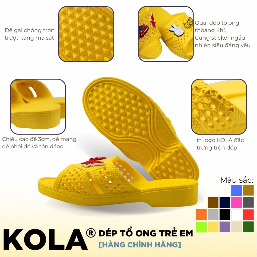Dép Tổ Ong Trẻ Em Nam Nữ Kola Kèm Sticker Ngẫu Nhiên - Nhựa EVA Cao Cấp