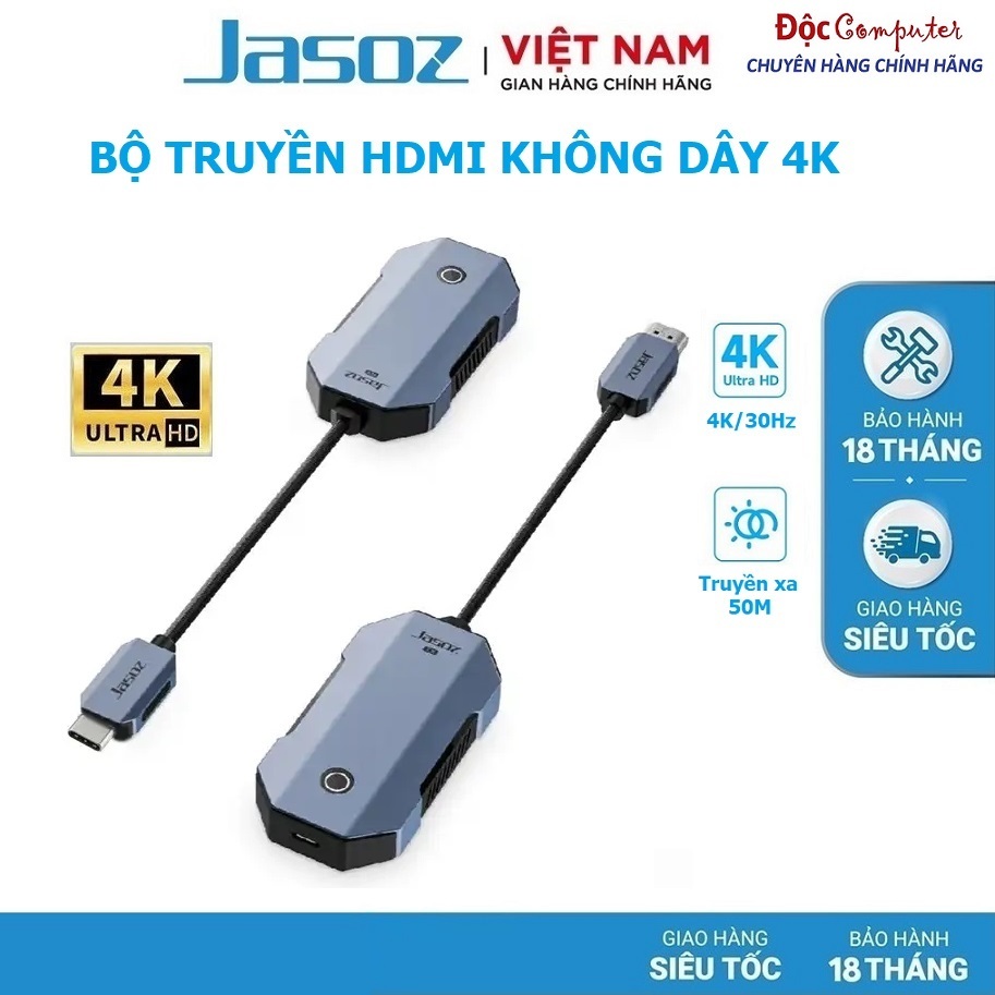 Bộ Truyền HDMI Không Dây Độ phân giải 4K chính hãng Jasoz T-G192 Đầu Vào USB-C Khoảng Cách 50M - Bảo