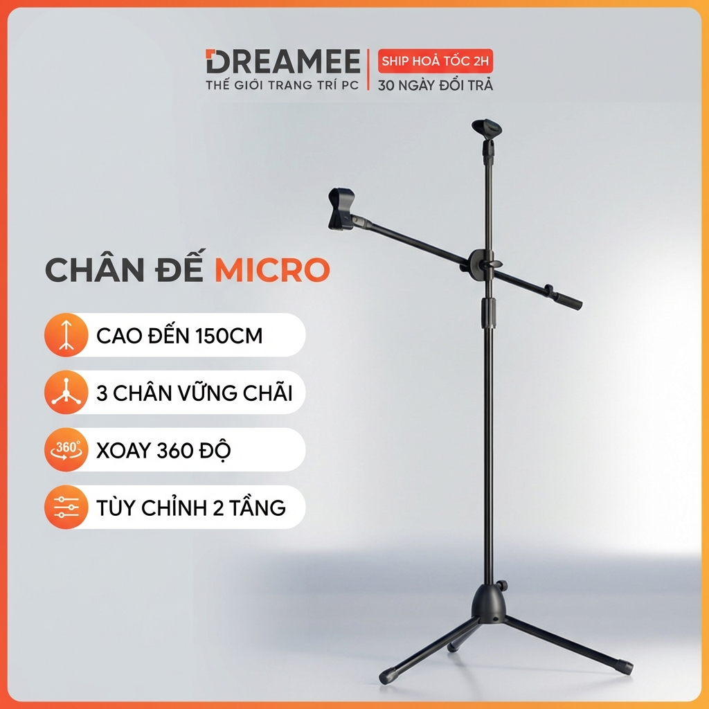 Chân Micro Đế Đứng Kẹp Micro Bom Mic Stand - Chân Đế Micro Sân Khấu Phòng Thu Chuyên Nghiệp | BigBuy360 - bigbuy360.vn