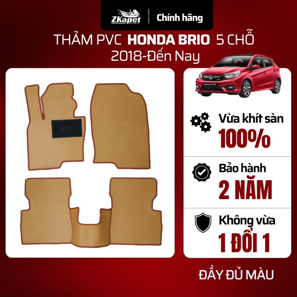Thảm Lót Sàn Ô Tô PVC Xe Honda Brio 2018-Đến Nay