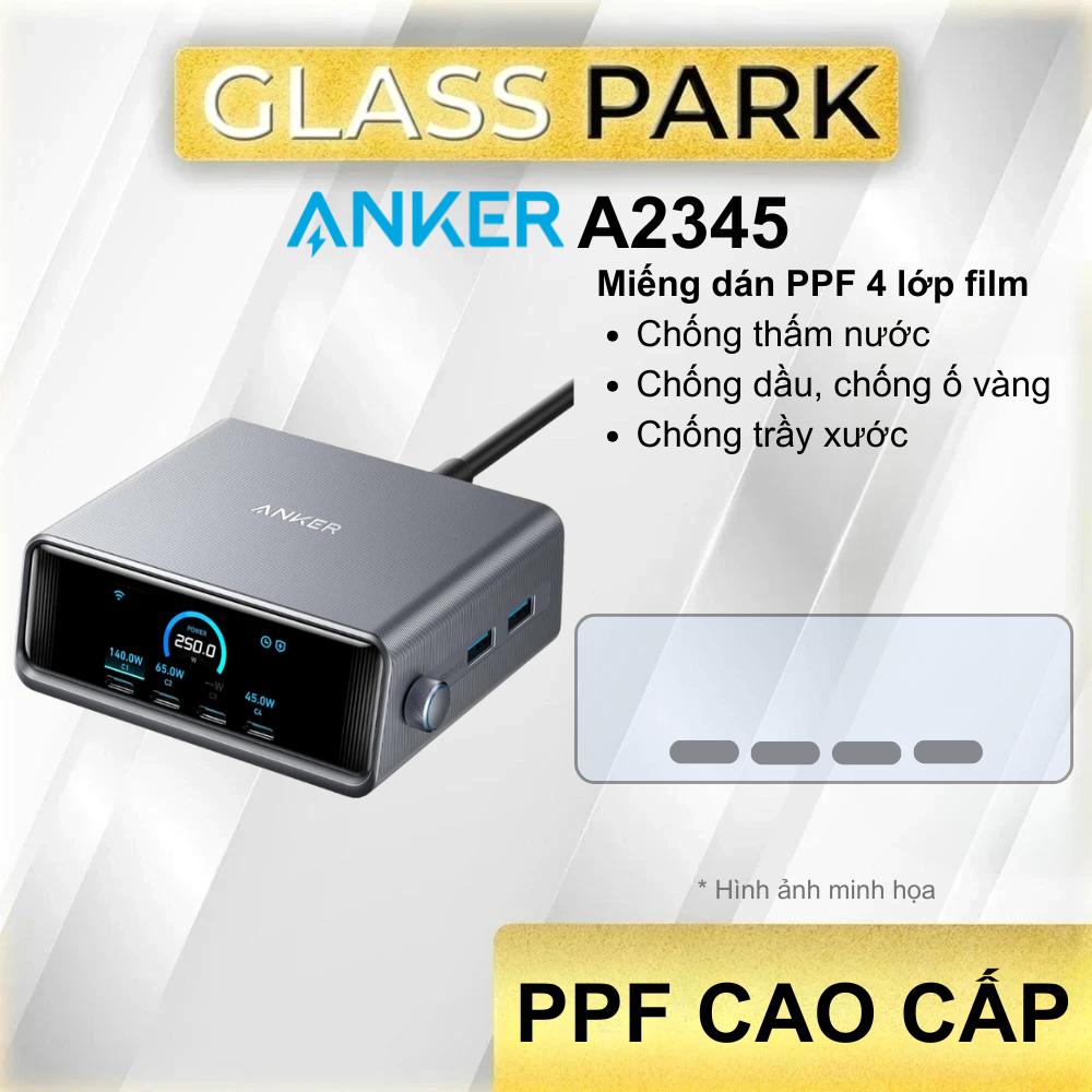 Miếng dán PPF cao cấp 4 lớp film bảo vệ Anker A2345 chống trầy xước, chống ố vàng, sử dụng lâu dài