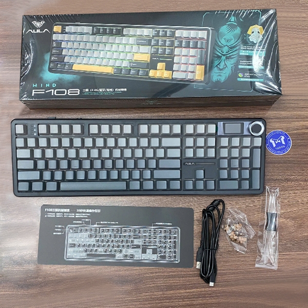 Bàn phím cơ Aula F108 Pro - Bàn phím không dây Fullsize, Led RGB, 3 mode kết nối, Màn hình TFT, Núm xoay chỉnh âm lượng | BigBuy360 - bigbuy360.vn