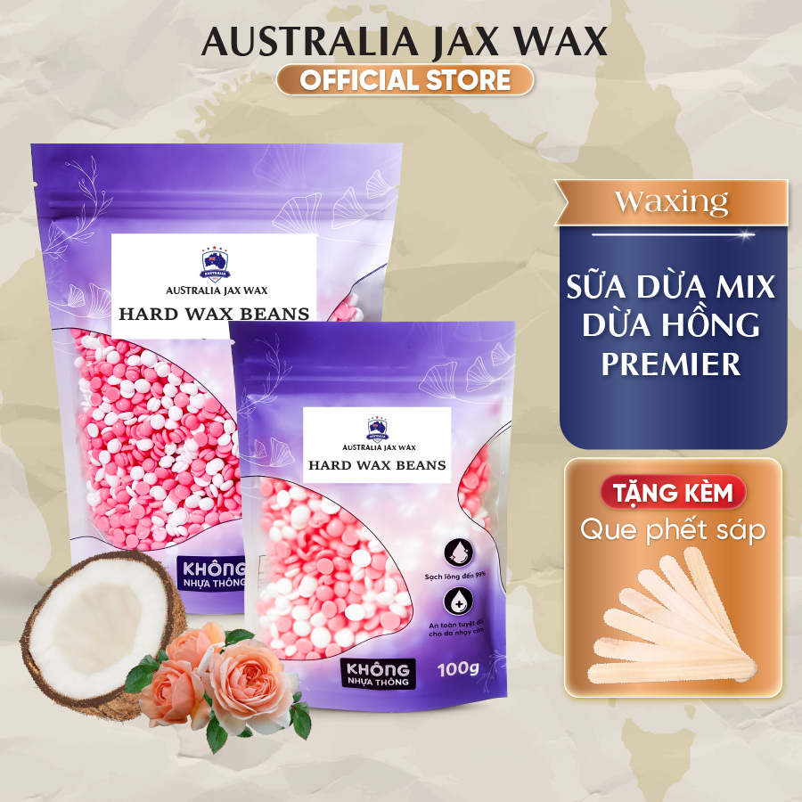 Sáp Wax Lông Mix Hoa Hồng + Sữa Dừa Premium Australia Jax Wax Chuyên Dụng Wax Bikini, Body Siêu Bám