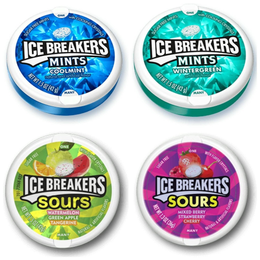 Kẹo ngậm không đường Ice Breakers hộp 42g hàng Mỹ