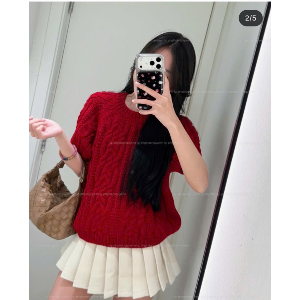 METWO. - Áo len trơn vặn thừng dáng lửng cổ tròn cộc tay the Barnnet FORM VỪA QC basic dày dặn ulzzang tiểu thư Hàn Quốc | BigBuy360 - bigbuy360.vn