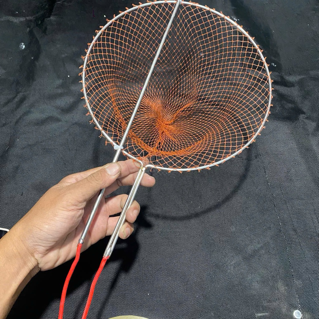 vợt kích cá lưới đỏ 20x20 ,25x25 chĩa xiên 50cm inox