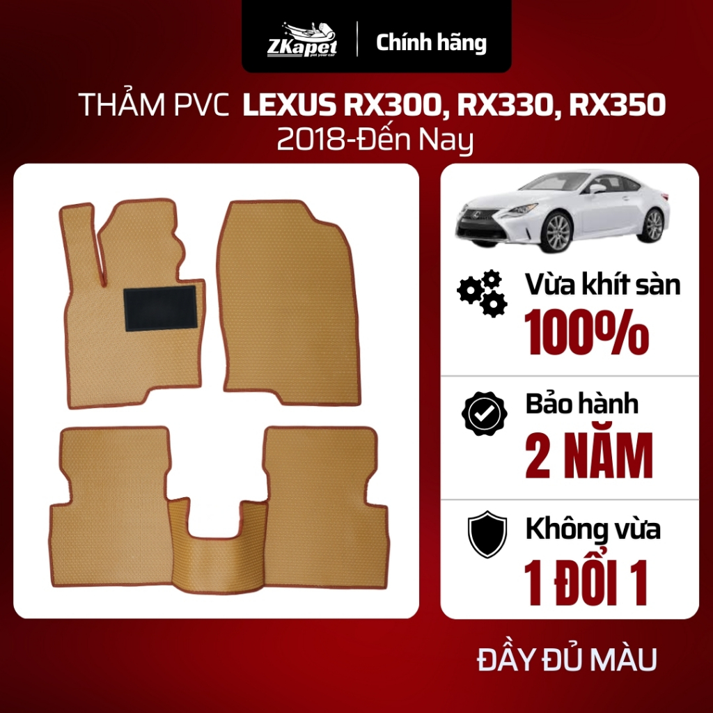Thảm Lót Sàn Ô Tô PVC Xe Lexus RX300, RX330, RX350 2023-Đến Nay 5 chỗ, Chống Bẩn Toàn Diện Z Zkapet 