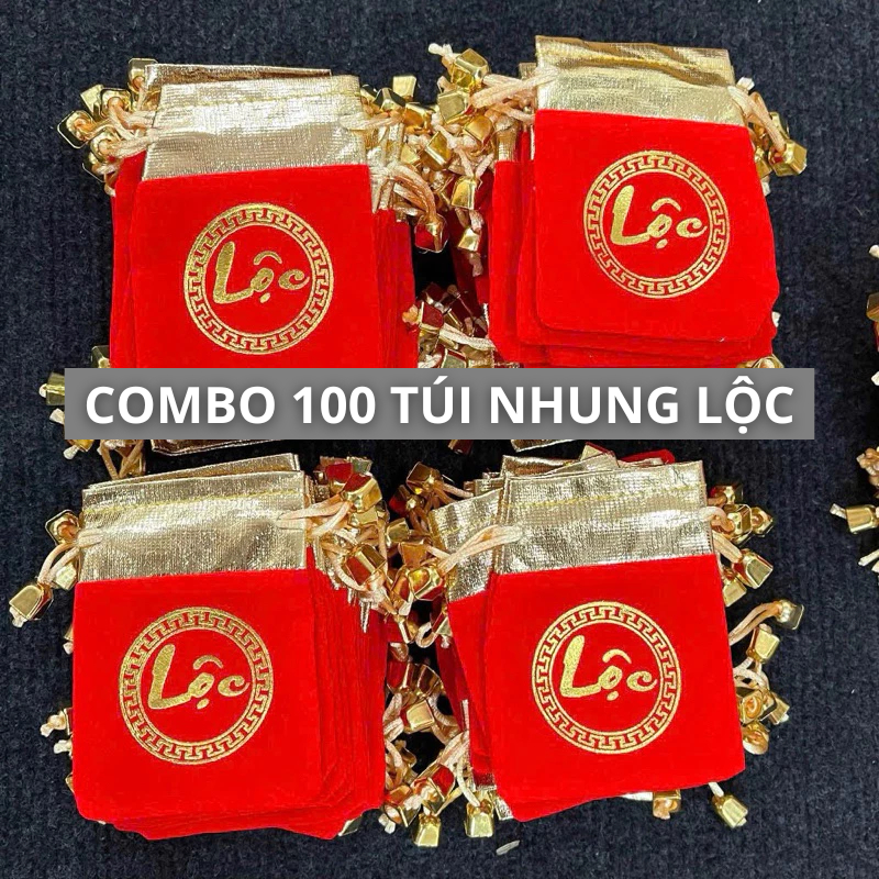 [GIÁ SỈ] Combo 100 Túi Lộc Nhung Đỏ Đựng Vật Phẩm Phong Thuỷ/ Trang Sức/ Nữ Trang/ Decor Trang Trí