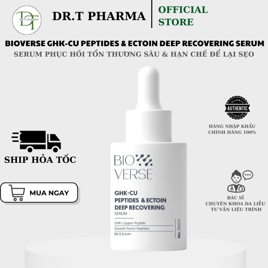 [HÀNG CÔNG TY] Serum Đồng Peptides Tăng Sừng Khỏe Bioverse GHK-Cu Peptides & Ectoin Deep Recovering 