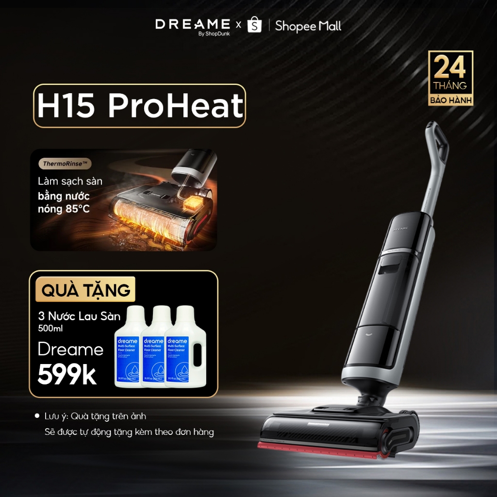 Máy Hút Bụi Lau Sàn Cầm Tay Dreame H15 Pro Heat | Điều Khiển Qua Ứng Dụng | Tự Giặt, Sấy Cuộn Lăn