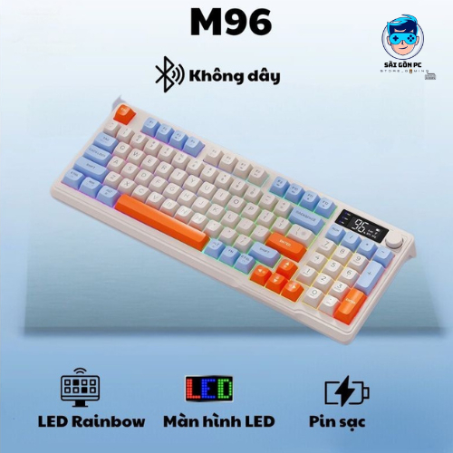 Bàn phím không dây Bluetooth M96 - Led Rainbow - Pin Sạc 2000mah - Phím PBT - Full Size | BigBuy360 - bigbuy360.vn