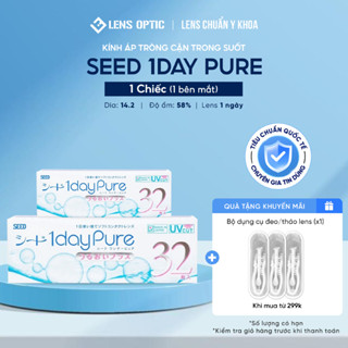 Kính Áp Tròng LENS OPTIC Không Màu SEED Pure 1 Ngày Chuẩn Y Tế Chống Tia UV Có Độ Cận