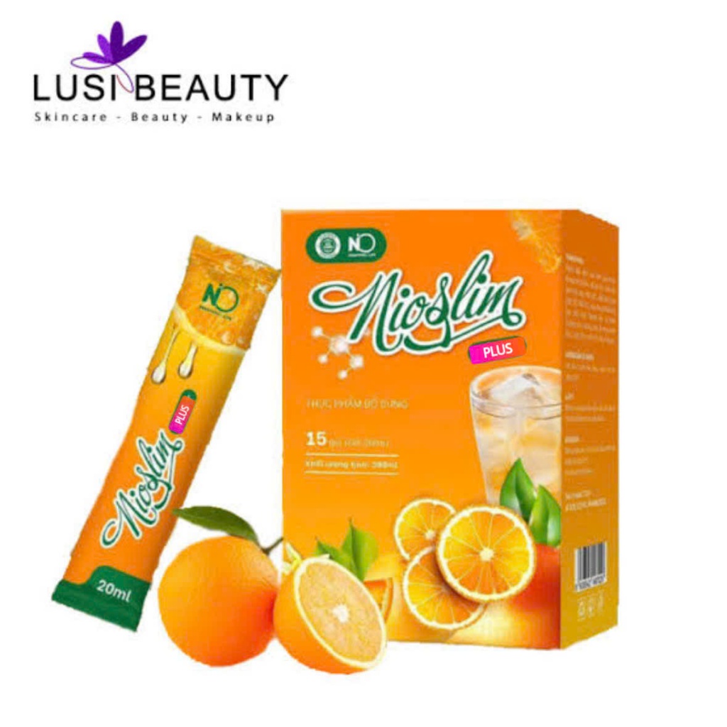 Siro Giảm Cân Nio Slim Plus Chính Hãng Hộp 15 gói giảm cân đào thải mỡ thừa thanh lọc cơ thể
