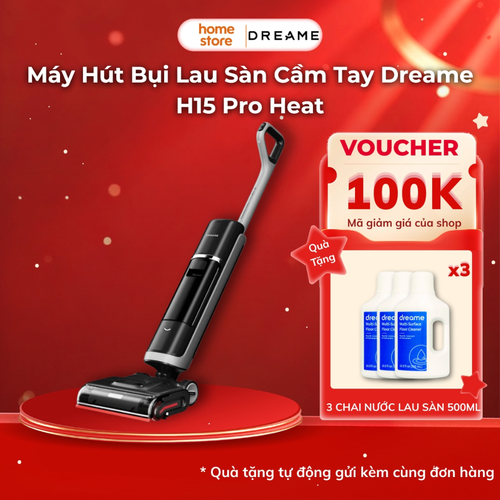 Máy Hút Bụi Lau Sàn Cầm Tay Dreame H15 Pro Heat | Điều Khiển Qua Ứng Dụng | Tự Giặt, Sấy Cuộn Lăn - 