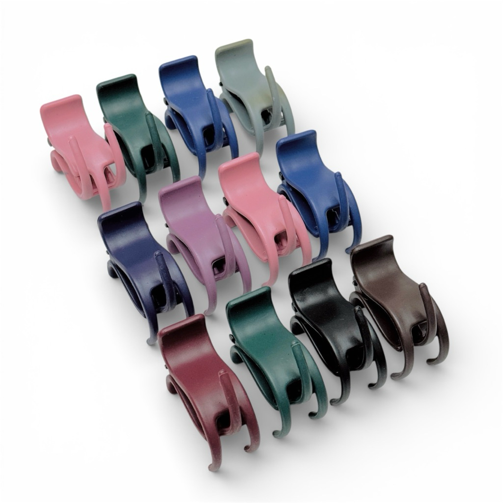 Sỉ 12 Kẹp Tóc Càng Cua 3 Răng Nhựa Nhám Đủ Màu JoeyShop268