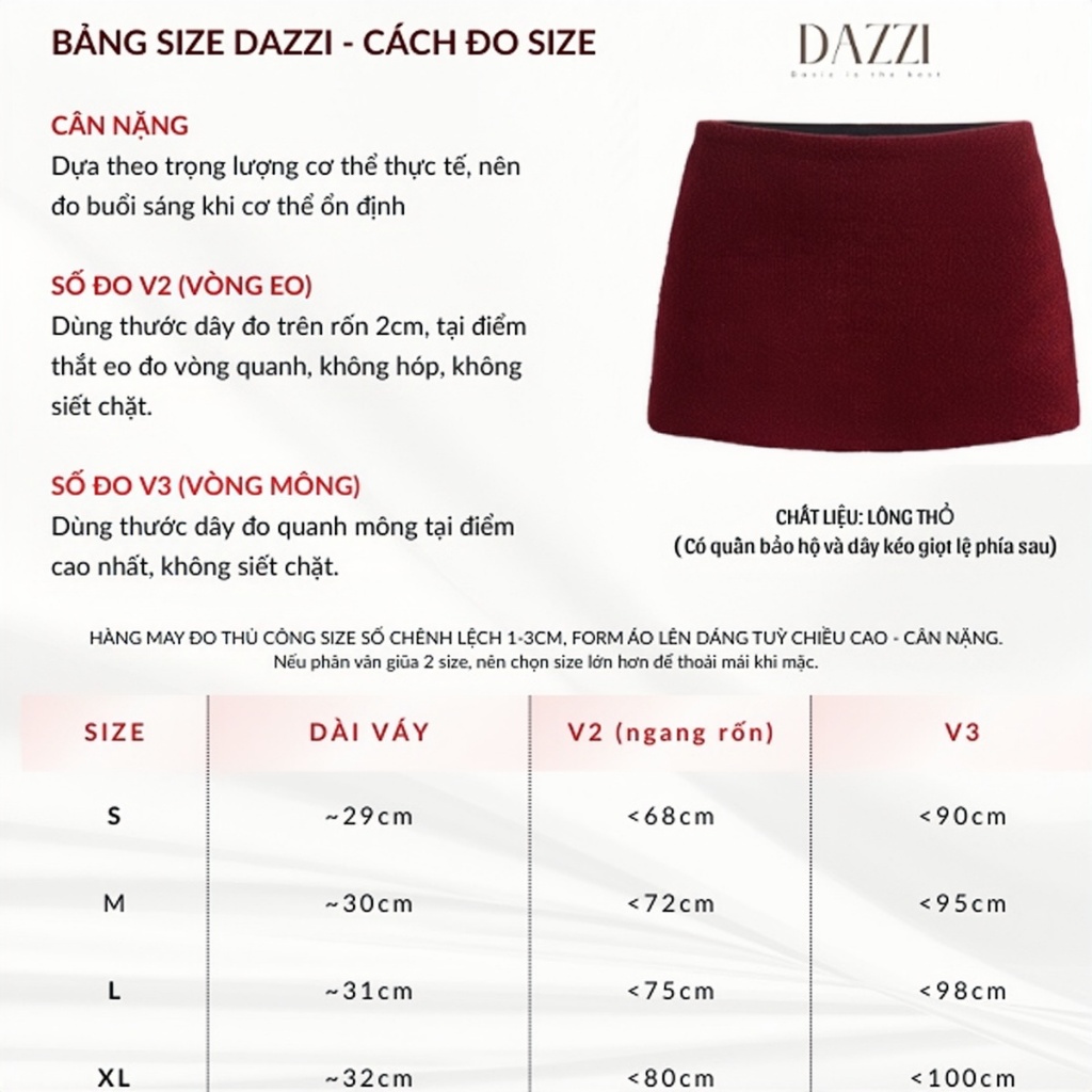 [KHOÁ KÉO PHÍA SAU] Chân váy nữ vải Lông Thỏ phong cách Y2K chữ A có lót trong dáng ngắn DAZZI V03 | BigBuy360 - bigbuy360.vn