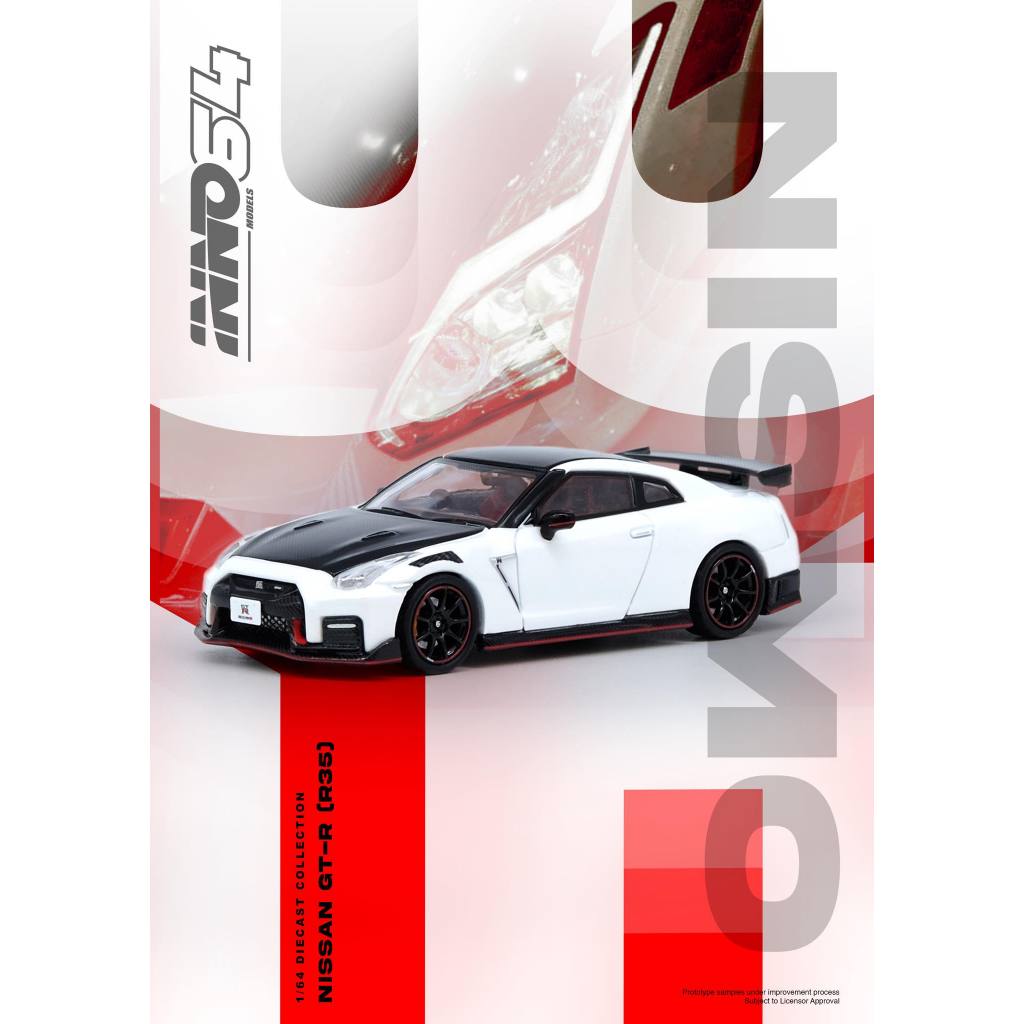 Mô hình xe Nissan GTR R35 Nismo white tỉ lệ 1:64 Inno64 model IN64-R35N-WHI