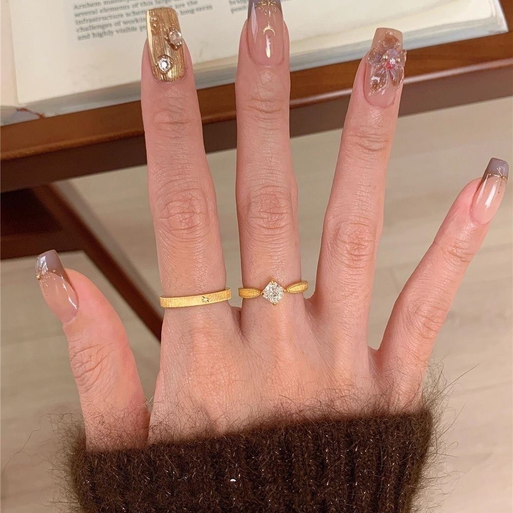 Nhẫn Gold, theo phong cách boho, du mục, mix charm phong cách - N25