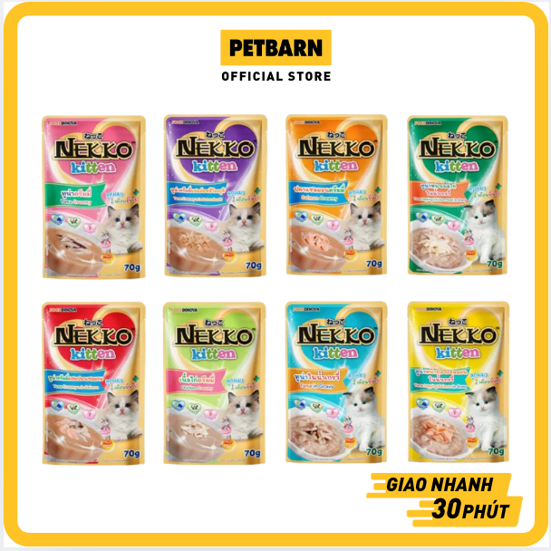 Pate Sốt Mịn Cho Mèo Con Nekko Kitten 70g (Gravy & Creamy) Mix Vị - PETBARN