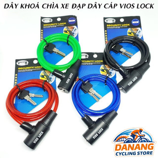 Dây Khóa Xe Đạp VIOS LOCK Khóa Chìa – Dây Cáp Thép Bọc Nhựa Chống Trộm