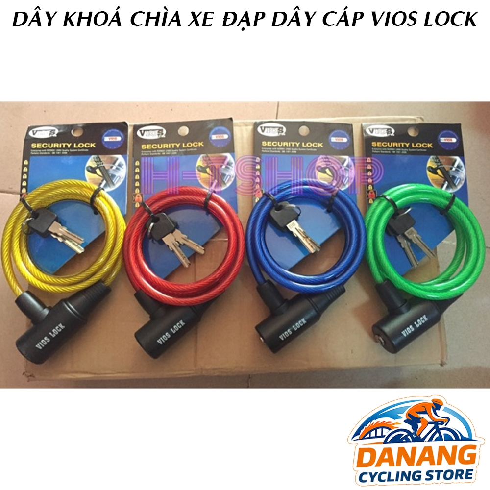 Dây Khóa Xe Đạp VIOS LOCK Khóa Chìa – Dây Cáp Thép Bọc Nhựa Chống Trộm