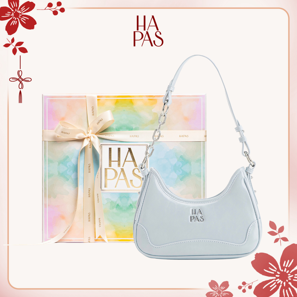 Túi Đeo Vai Nữ Quai Xích Lea Chain Xanh Ghi HAPAS