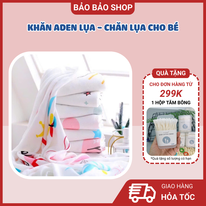 Khăn Aden lụa cao cấp, chăn quấn cho bé mùa hè siêu mềm thoáng mát size 110x110cm