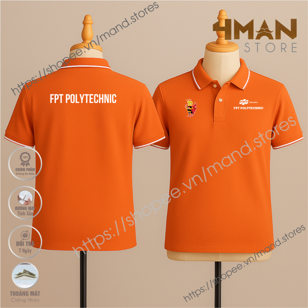 Áo thun Polo Trường FPT POLYTECHNIC - Vải thun Cá sấu CVC Cao Cấp Dày mịn Thoáng Mát - 4Man Store