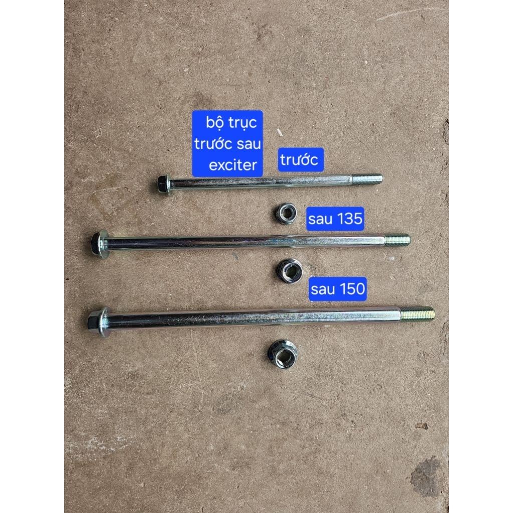 bộ trục trước trục sau cho xe YA exciter 135 5 số đời 2011 đến 2014 và exciter 150 có ecu khóa hàng 