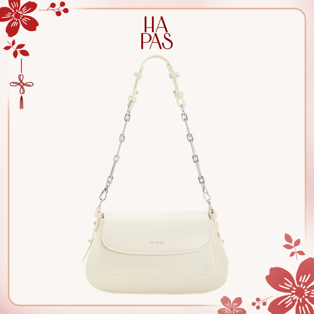 Túi Đeo Vai Hobo Nắp Gập Chain Handle White HAPAS - TDV24037