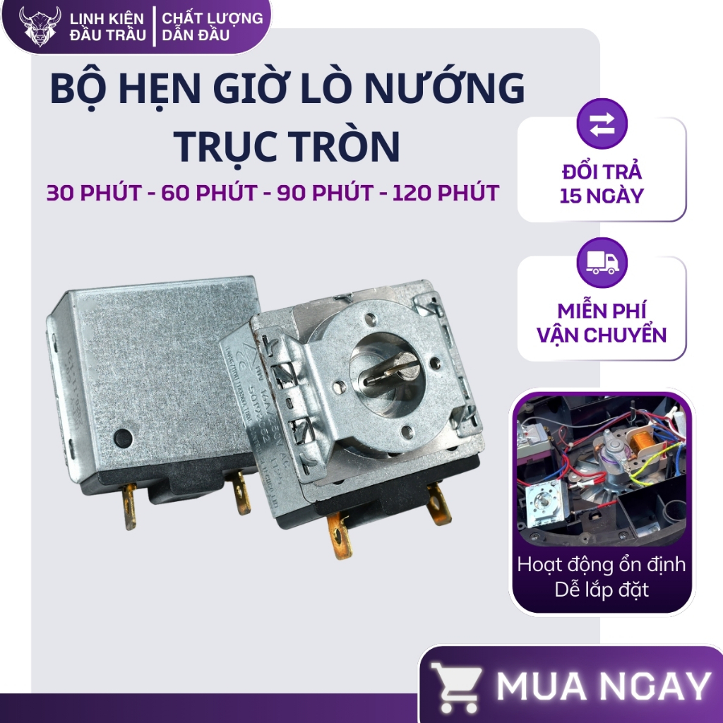 Bộ hẹn giờ lò nướng, nồi áp suất DKJ - Y 30, 60, 90, 120 phút trục tròn Linh Kiện Đầu Trâu