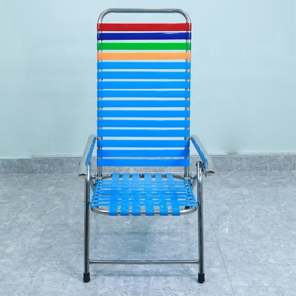 (chính hãng chất lượng) Ghế bố bậc ngã lưng dây nhựa , ghế bố xếp thư giãn , ghế bố nằm ngã lưng đan