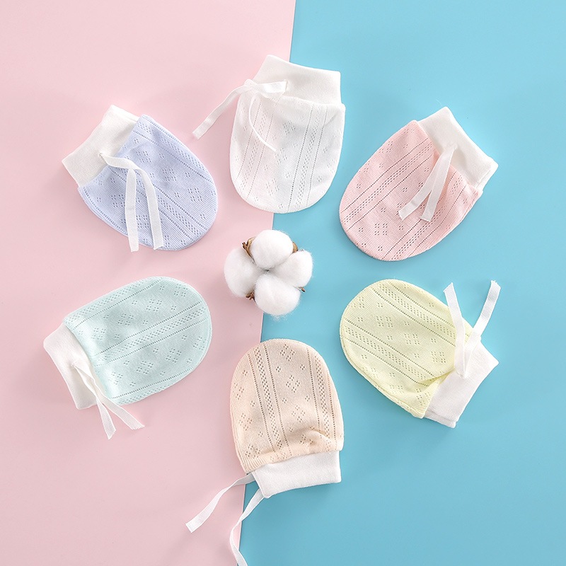 Combo 5 đôi bao tay lưới thoáng khí cho trẻ 0-12 tháng chống trầy xước vải lụa cotton mềm mại an toàn cho da nhạy cảm tr