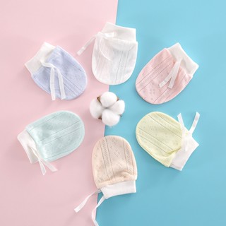 Combo 5 đôi bao tay lưới thoáng khí cho trẻ 0-12 tháng chống trầy xước vải lụa cotton mềm mại an toàn cho da nhạy cảm tr