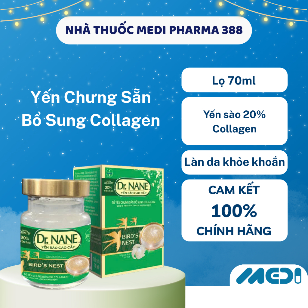 Yến chưng sẵn bổ sung collagen hỗ trợ tăng cường miễn dịch – Dr. NANE (20% Yến Sào) Lọ 70ml