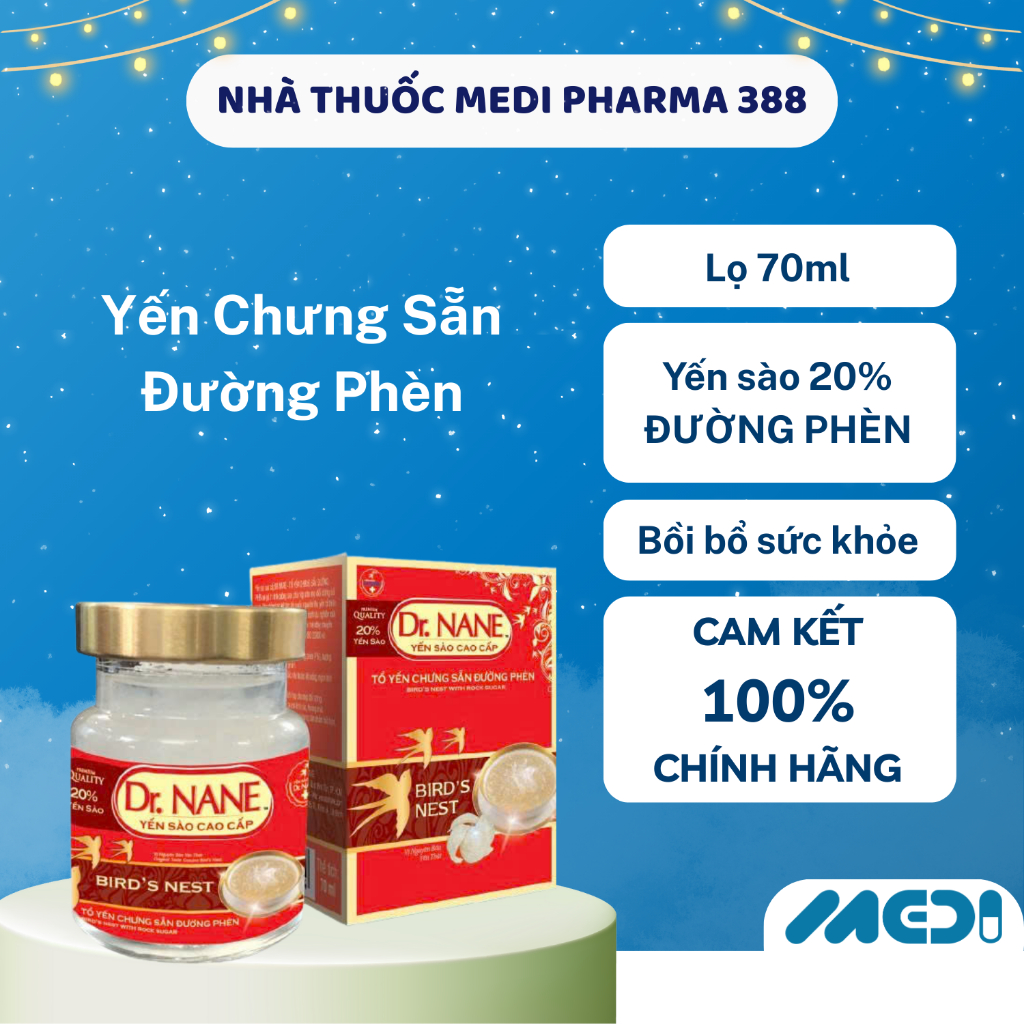 Yến chưng sẵn đường phèn bổ sung dinh dưỡng cho cơ thể – Dr. NANE (20% Yến Sào) Lọ 70ml