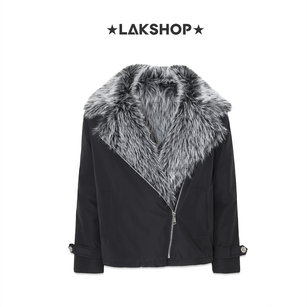 Áo Khoác gió lót lông Black Fur-lined Windbreaker Jacket