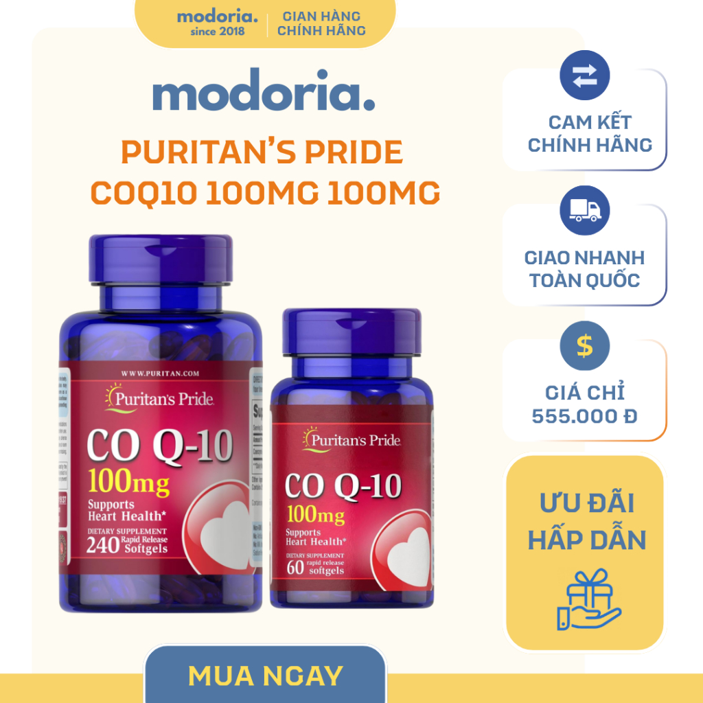 [modoria.] Viên uống bổ tim CoQ10 hỗ trợ tim mạch Puritan’s Pride CoQ10 100mg Mỹ