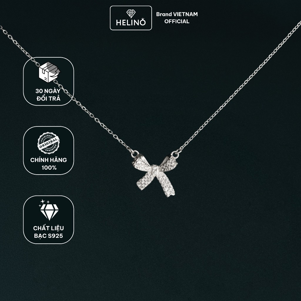 Dây Chuyền Bạc Nữ HELINO Nơ Đính Đá Bạc S925 Lấp Lánh C17