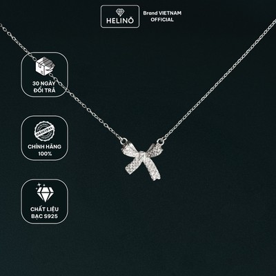 Dây Chuyền Bạc Nữ HELINO Nơ Đính Đá Bạc S925 Lấp Lánh C17