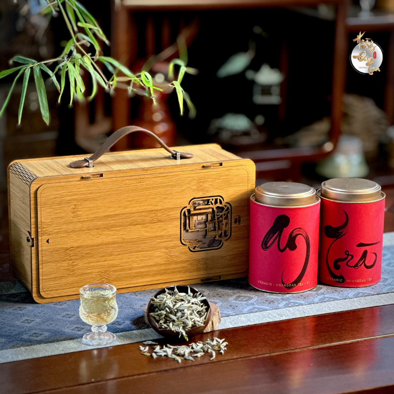 Quà Tặng Hộp Gỗ Trà Ngon Hảo Hạng Shan Tuyết & Thái Nguyên Chè Uống Cổ Thụ Pha Biếu Người Thân Sếp Doanh Nghiệp