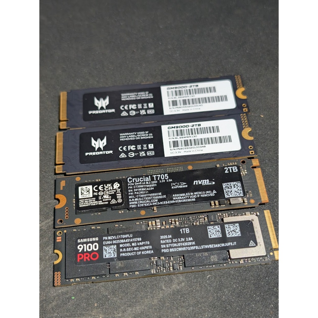SSD Gen 5 (Predator GM9000, Samsung 9100 PRO, Crucial T705...)