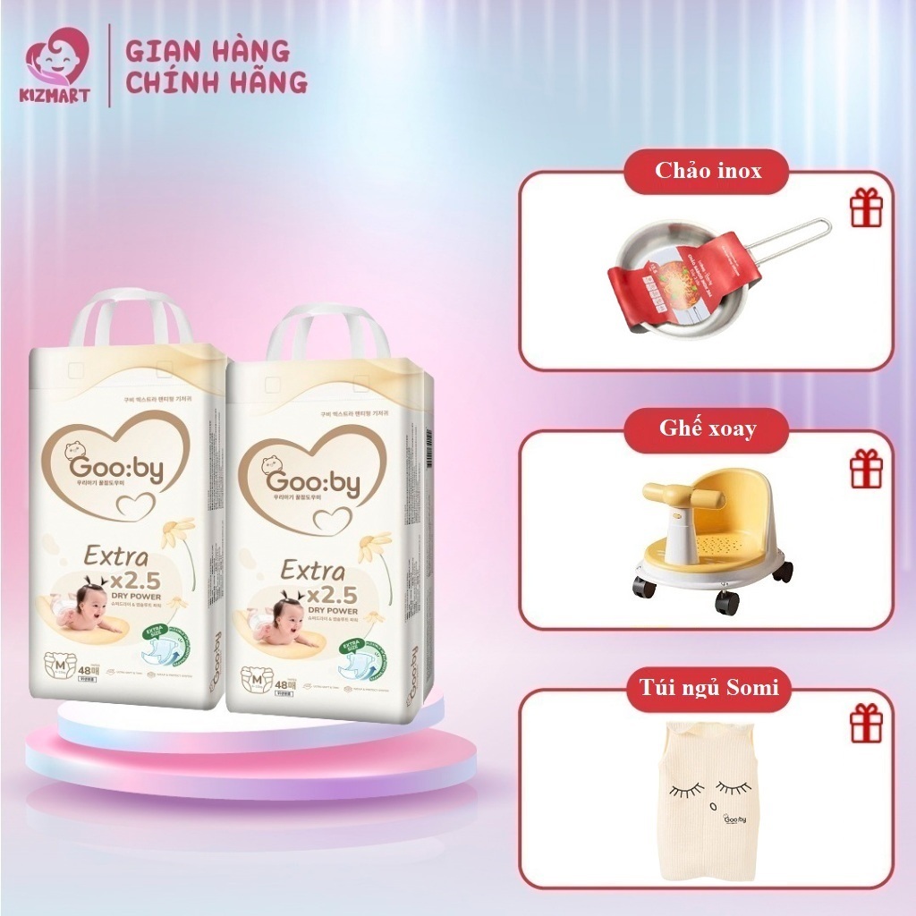 (Combo 2) Tã/bỉm Gooby Extra mềm mại, chống tràn, siêu thấm hút đủ size cho bé 4-30KG