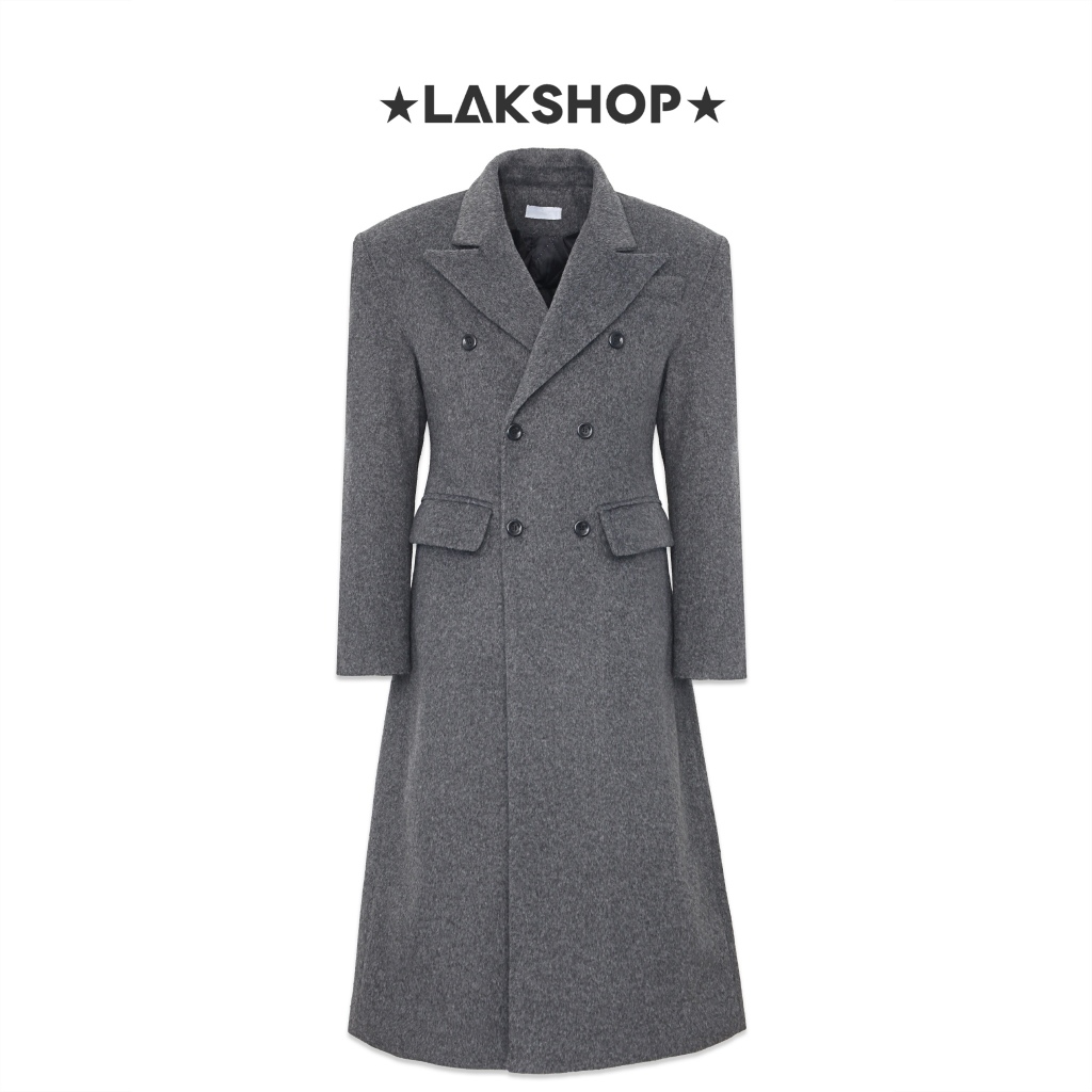Áo Nam Grey Double-Breasted Trench Coat