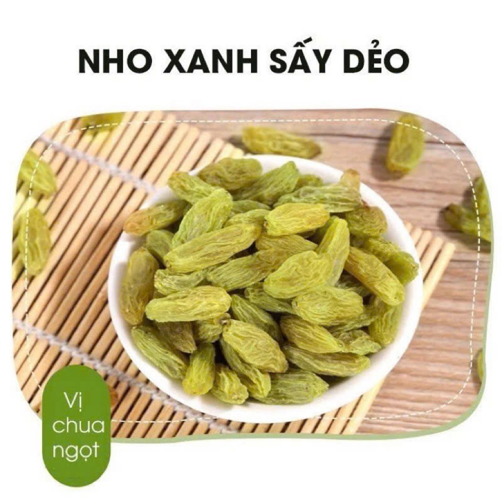 500g Nho Khô Không Đường Sấy, Nho Khô Mỹ Xanh Sấy Dẻo Hàng Loại 1