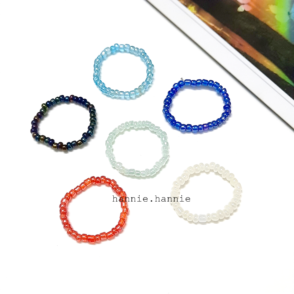 Nhẫn nữ hạt cườm (Đỏ/Trắng/Xanh lá/Xanh biển/Xanh tím/Peacock)