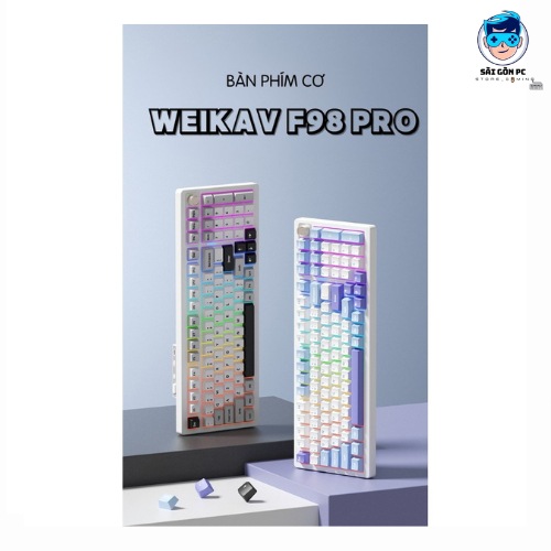 Bàn phím cơ fullsize Weikav F98 Pro - 3 mode kết nối - Led RGB - Gasket mount - Pin 4000mAh - Có App