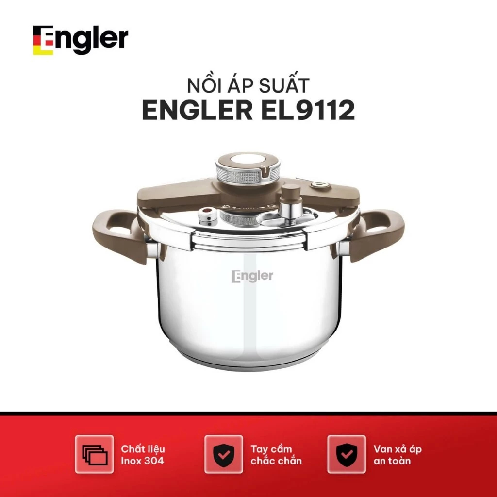 Nồi áp suất Engler EL9122 dung tích 6L đáy từ inox cao cấp đúc liền nguyên khối