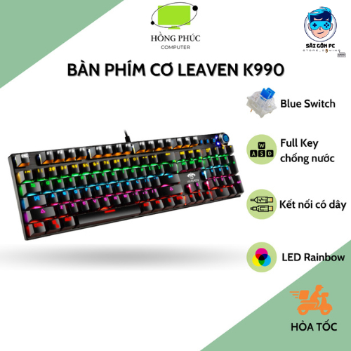 Bàn phím cơ Gaming Leaven K990 - 9 chế độ LED RGB Rainbow - Blue Switch - Full Phím - Chống Nước | BigBuy360 - bigbuy360.vn