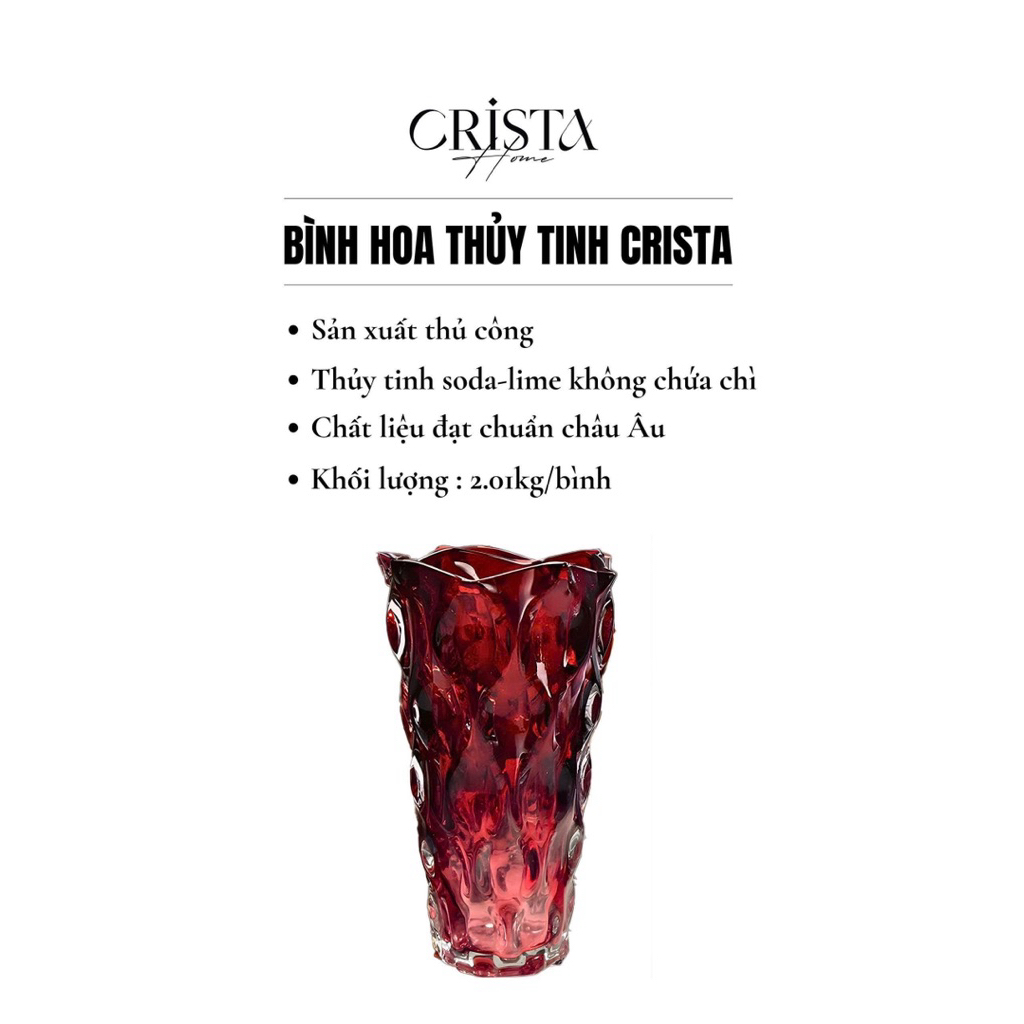 BÌNH HOA THỦY TINH DÁNG SÓNG MÀU OMBRE 28 x 16CM CRISTA HOME - 60230